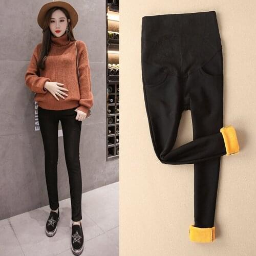3XL Warm Winter Leggings Maternity Pants Velvet Thicken Pregnancy Pencil Pants For Pregnant Women Clothes Skinny Pants Trousers