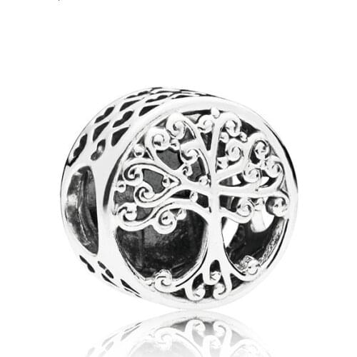 5PCS Bijoux "Family is Where Love Grows" Jewellery Tree Of Life Round Heart Big Hole Bead For Jewelry Making DIY Charm Bracelet