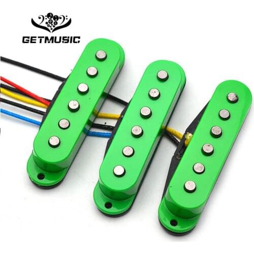 Alnico 5 Single Coil Staggered Top Fiber Bobbin Pickup Electric Guitar Pickup Neck/Middle/Bridge 50/50/52mm for FD Guitar Green