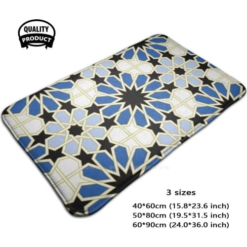 Arabic Tile Iv 1 Soft House Family Anti-Slip Mat Rug Carpet Arab Arabesque Tile Mosaic Old Retro Vintage Traditional Artistic