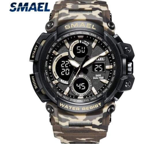 LED Quartz Wristwatches Luxury SMAEL Cool Men Watch Big Watches Digital Clock Military Army 1708Waterproof Sport Watches for Men