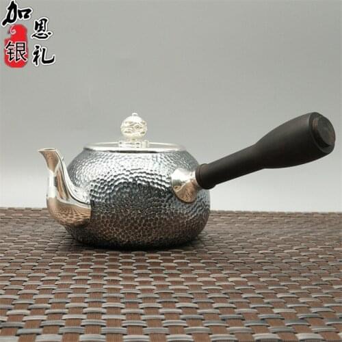 Teapot, long handle teapot, silver teapot, hot water teapot, 300 ml water, kung fu tea set