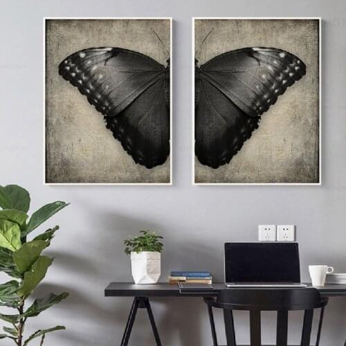Black Butterfly Canvas Painting Gothic Style Print Butterfly Posters Wall Art Pictures for Living Room Unframed