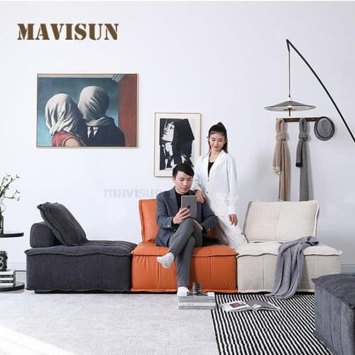 Modern Style High-Grade Cotton And Linen Fabric Couch Italian Light Luxury Living Room Three-Seat Sofa Combination Family Use