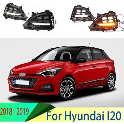Daytime LED Driving Light For Hyundai I20 2018 - 2019 DRL Fog Light White Turn Yellow Day Light 2 pcs 2 Color