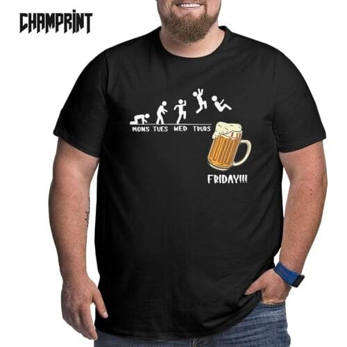Beer Friday Drink T Shirts for Men Pure Cotton Funny T-Shirts O Neck the Weeknd Big Tall Tees Short Sleeve Clothes Plus Size