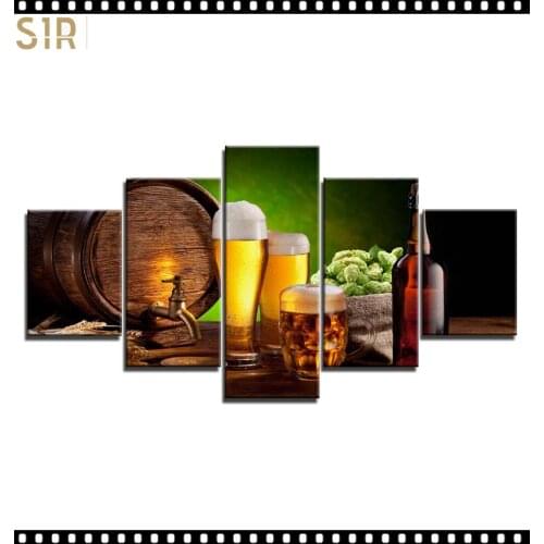 HD 5 Pieces Red Wine Pictures Print Posters Wall HD Art Home Decor for Living Room Painting on The Wall Pictures Wine Wall Art