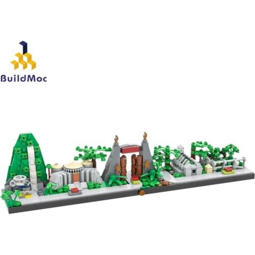 BuildMoc Jurassic Dinosaur Park Architecture Skyline Building Blocks Tree Forest House Bricks Diy Educational Toys For Kid Gift