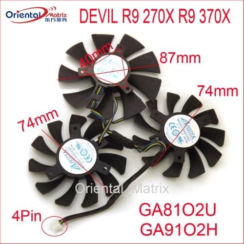 3pcs/lot APISTEK GA91O2H GA81O2U 12V 0.38A 4Wire 4Pin For Dataland DEVIL R9 370X R9 270X 2G Graphics Card Cooler Cooling Fan