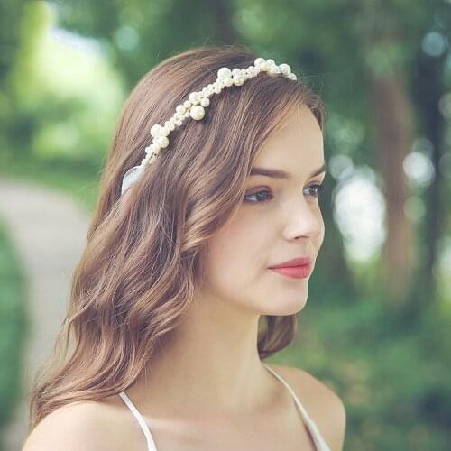 Summer Bridal Hair Accessories Pearl Tiara Headband Wedding Hairband Pearl Headpiece Wedding Head Jewelry Pearl Hairband Tiara