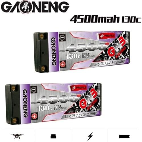 GAONENG GNB 7.6v 4500mAh 130C PLUS LiPo Battery For Remote Control Car Racing Spare Parts With Shell Upgrade LiHV 2S Battery