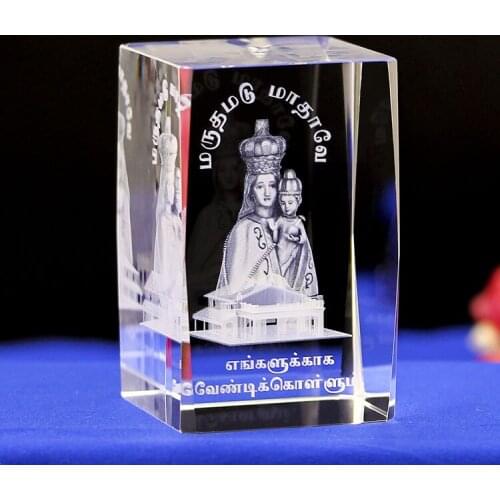 GOOD # OFFICE HOME Best gift Decor Roman Catholicism the Virgin Mary the Madonna Religion 3D Crystal Image Decoration-FREE SHIP