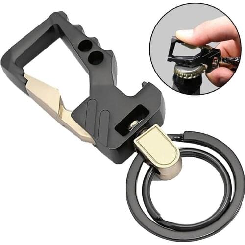 Fashion Multifunctional Mens Car Keychain With Bottle Opener Portable Metal Beer Bottle Opener Pocket Keychain Holder Tool