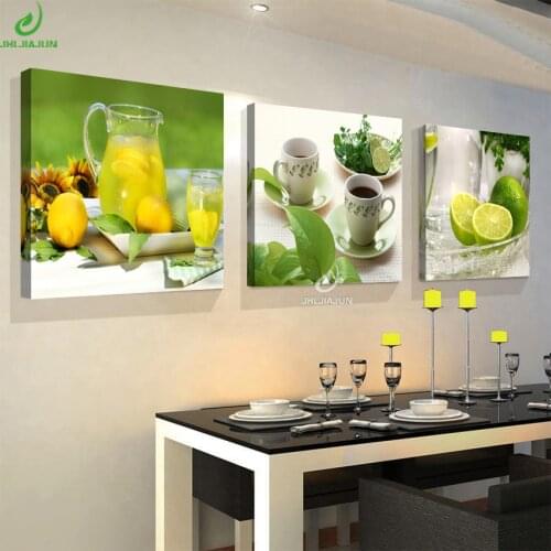 Green Fruits Lemon Modular Pictures Paintings For The Kitchen Canvas Painting Poster Flowers Wall Panels For The Living Room