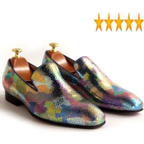 For New European Italian Men Cow Leather Footwear Gents Camouflage Printing Mens Shoes Formal Luxury Design Man Shoe