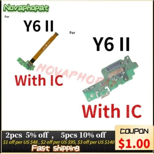 Novaphopat For Huawei Y6 II Y6ii Y6-2 Charger Port USB Charging Mainboard Connector Connect LCD Flex Cable Mic Microphone board
