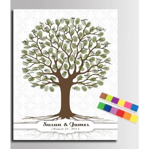 Personalized Wedding Gift Fingerprint Tree canvas Painting Guest Book Baby Shower wedding souvenirs Children first communion