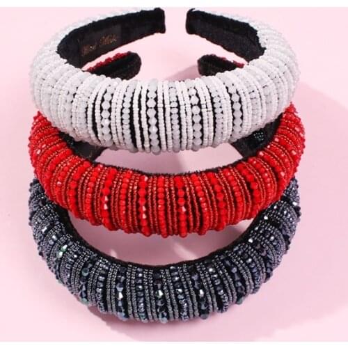 Baroque Full Rhinestones Padded Headbands Crystal Beads Hairband Headband For Women 2020 Luxury Shiny Headwear Hair Accessories