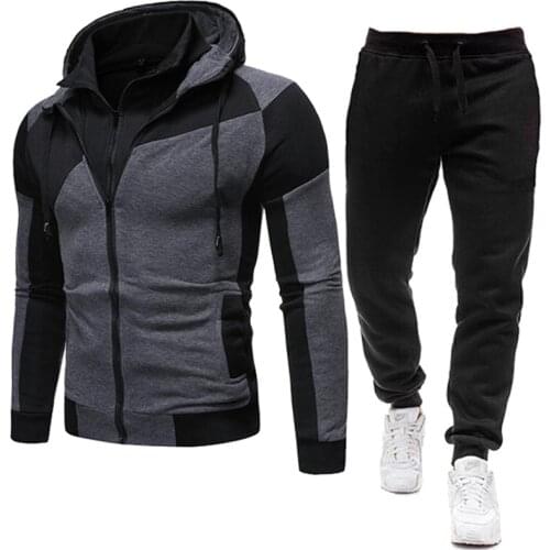 New Autumn Winter Men Tracksuit 2 Piece Sets Hoodies+Pants Sweater Sports Suit Streetswear Zipper Jackets Trouse Set