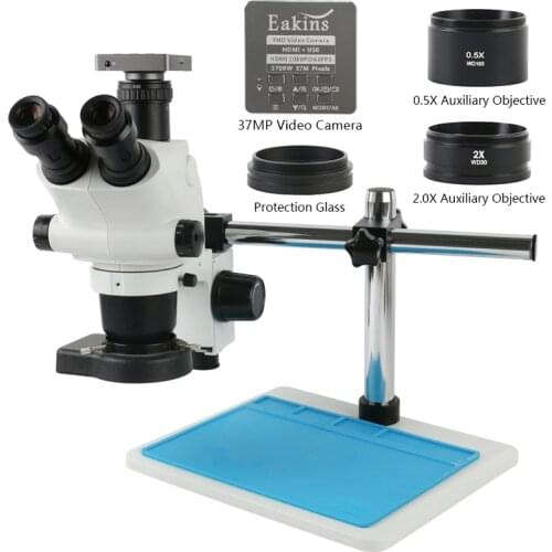 6.5X-65X 3.25X-32.5X 13X-130X Stereo Trinocular Microscope Industrial 37MP Video Microscope Camera Phone PCB Soldering Repair