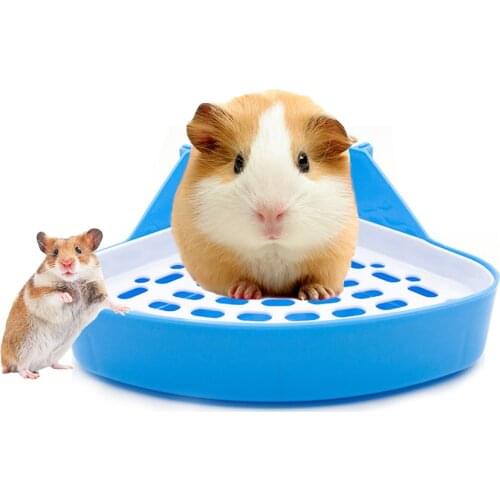 Small Pets Chinchilla Corner Toilet Hamster Rabbit Litter Box Guinea Pig Pee Poop Tray Indoor Training Space Easy Clean Supply