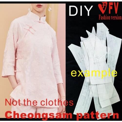 Improved Chinese style stand-up collar side open short style cheongsam structure pattern 1:1 garment sewing diagram BQP-58