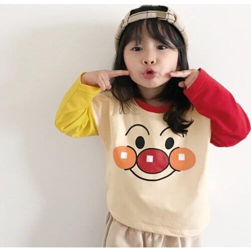 Tonytaobaby Spring New Boys and Girls Cartoon Cape Color Contrast Long Sleeve T-Shirt Top