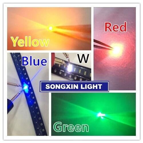 XIASONGXIN LIGHT 5Values x 100pcs =500pcs New 0402 Ultra Bright SMD Red/Green/Blue/White/Yellow LED kit