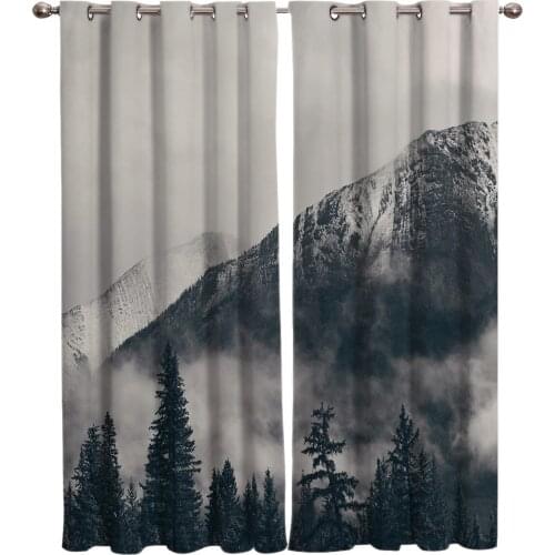 Misty Mountain Forest Room Curtains Large Window Living Room Kitchen Outdoor Indoor Home Decoration