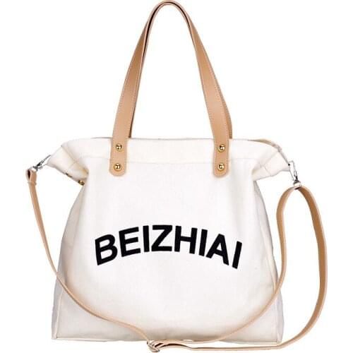 PURFAY Canvas Capacity Women Shoulder Bag Cotton Tote Shopper Bag Eco Reusable Travelling bag Cloth Messenger Bag