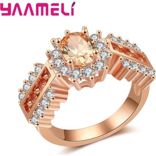 New Design Rose Gold Knuckle Ring Punk Style Shiny Light Blue Crystal Midi Rings for Women bague Wedding Jewelry Gift
