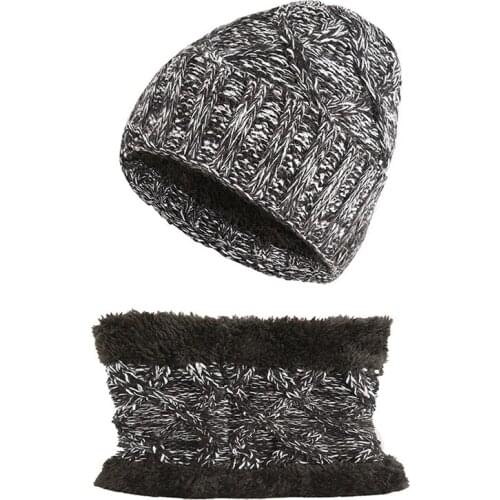 Winter New Children Scarf Caps Set Kids Warm Caps Thick Plus Velvet Knit Hat and Scarf Sets Hot Girl Knitted Beanies Scarf Set