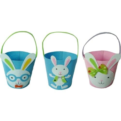 1pcs Easter Bunny Tote Bag Rabbit Felt Buckets Easter Candy Gift Bag with Handles For Happy Easter Decorations