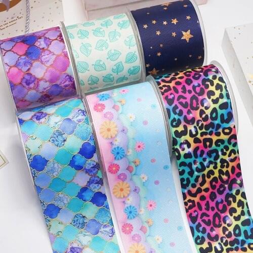 10 Yards 3inch 75mm Tie Dye Grosgrain Ribbon For Hair Bows DIY Crafts Handmade Accessories 54178