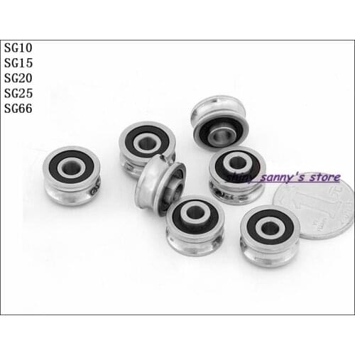 5pcs/Lot SG10 SG15 SG20 SG25 SG66 U Groove Bearing Steel Pulley Ball Bearings Track Guide Roller Bearing Brand New
