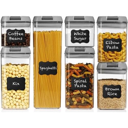7Pcs Plastic Food Storage Container Jar Set with Lid Kitchen Bulk Sealed Cans Refrigerator Multigrain Tank Container for Cereal