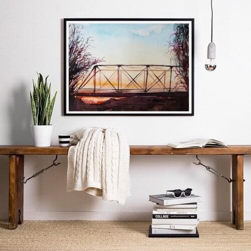 Watercolor One Tree Hill Bridge Poster Prints , Tv Show Series One Tree Hill Canvas Painting Poster Karens Cafe Fan Gift