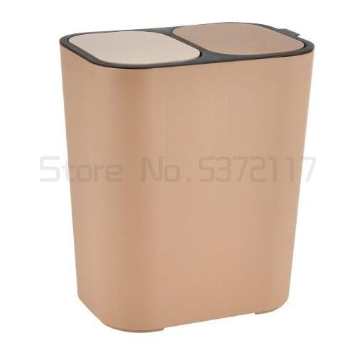 Household kitchen, living room, hand press garbage can, press type double cover, classified plastic garbage can