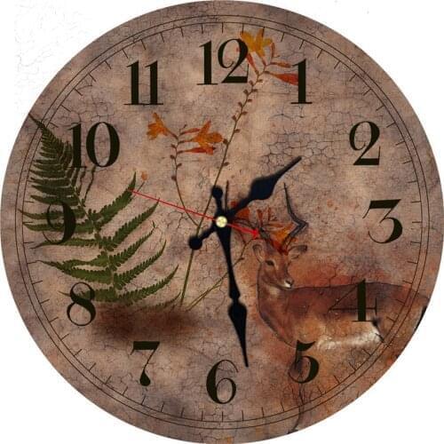 Rose Flower Wall Clocks Deer Design Silent Living Study Office Clock Kitchen Home Decor Watches Large Wall Clock for Home Decor