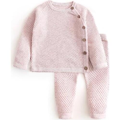 Baby Pajamas Autumn Winter Baby Girl Clothing Long Sleeve Tops + Pants Outfits Solid Newborn Warm Clothes Casual Baby Boy Sets