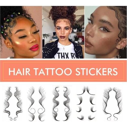 Baby Hair Tattoo Stickers Baby Hair Edge Tattoo Edges Curly Hair Salon DIY Hairstyling Hair Tattooing Template Hair Stickers