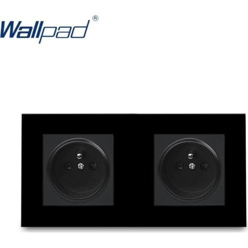 Double French Socket Wallpad Black Glass 172*86mm 16A 2 Way Sockets Charging Outlets French Standard