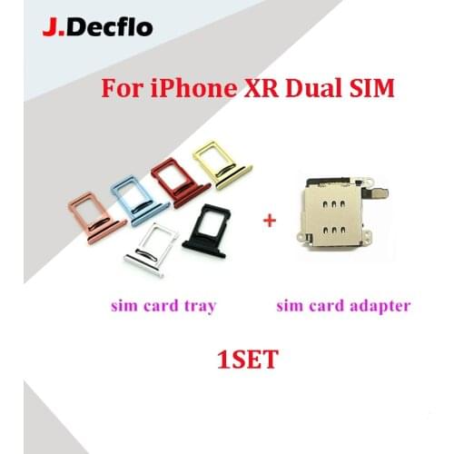 JDecflo 1Set For iPhone XR Dual SIM Card Reader Flex Cable + SIM Card tray Holder Slot Adapter Replacement Parts Repair
