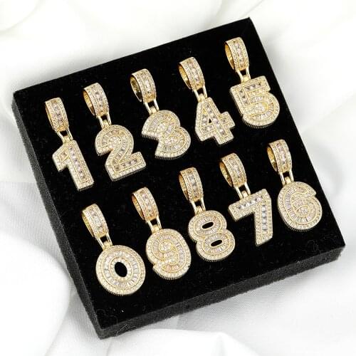Juya Handmade Luxury Cubic Zirconia Gold 0-9 Arabic Lucky Crown Number Letter Charms For DIY Hip Hop Punk Pendant Jewelry Making