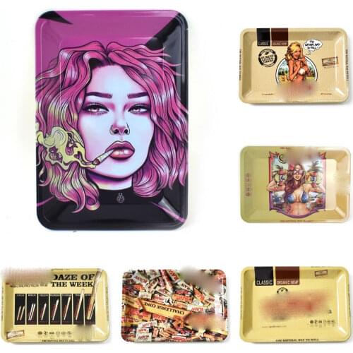180*125mm Metal Rolling Tray Collection Multi Patterns
