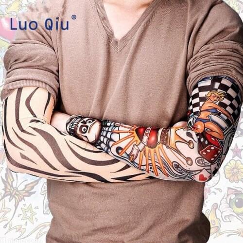 2Pieces/lot Cooler Summer Fake Tattoo Gloves Arm Sleeve Men Women UV Sun Protection Cool Cycling Sleeves Girls Dress Stockings