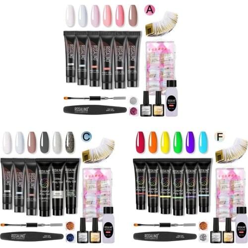 Rosalind Nail Extension Gel Set 15ML 6PCS Nail Crystal Extension Liquid UV Phototherapy Nail Extension Gel Set