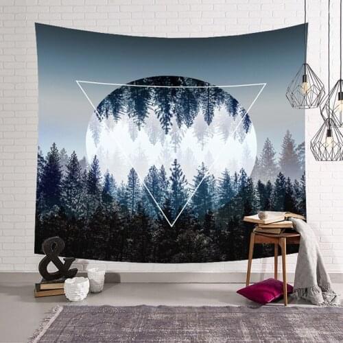 Foggy Forest Mountain Tapestry Wall Hanging Natural Scenery Cloth Backdrop Art Decor Wall Hanging Painting Background Decoration