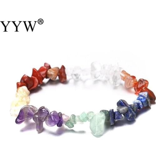 Natural Mixed Chakra Colorful Gems Stone Wristband Bracelet WomenS Geometri Chips Nuggets Quartz Opal Moonstone Stone Bracelets
