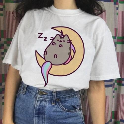 New Women Oversized t-shirt 2021 Pusheen Cat T-shirt Female 90s Harajuku Summer Casual Clothes O-neck t-shirts with short sleeve